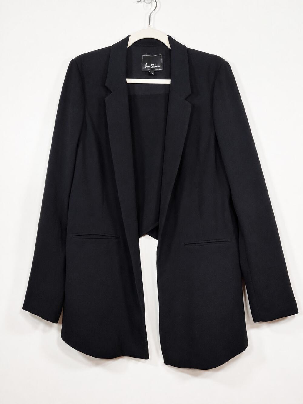 Sam Edelman Asymmetric‎ Tuxedo Blazer Jacket Black Open Front Large